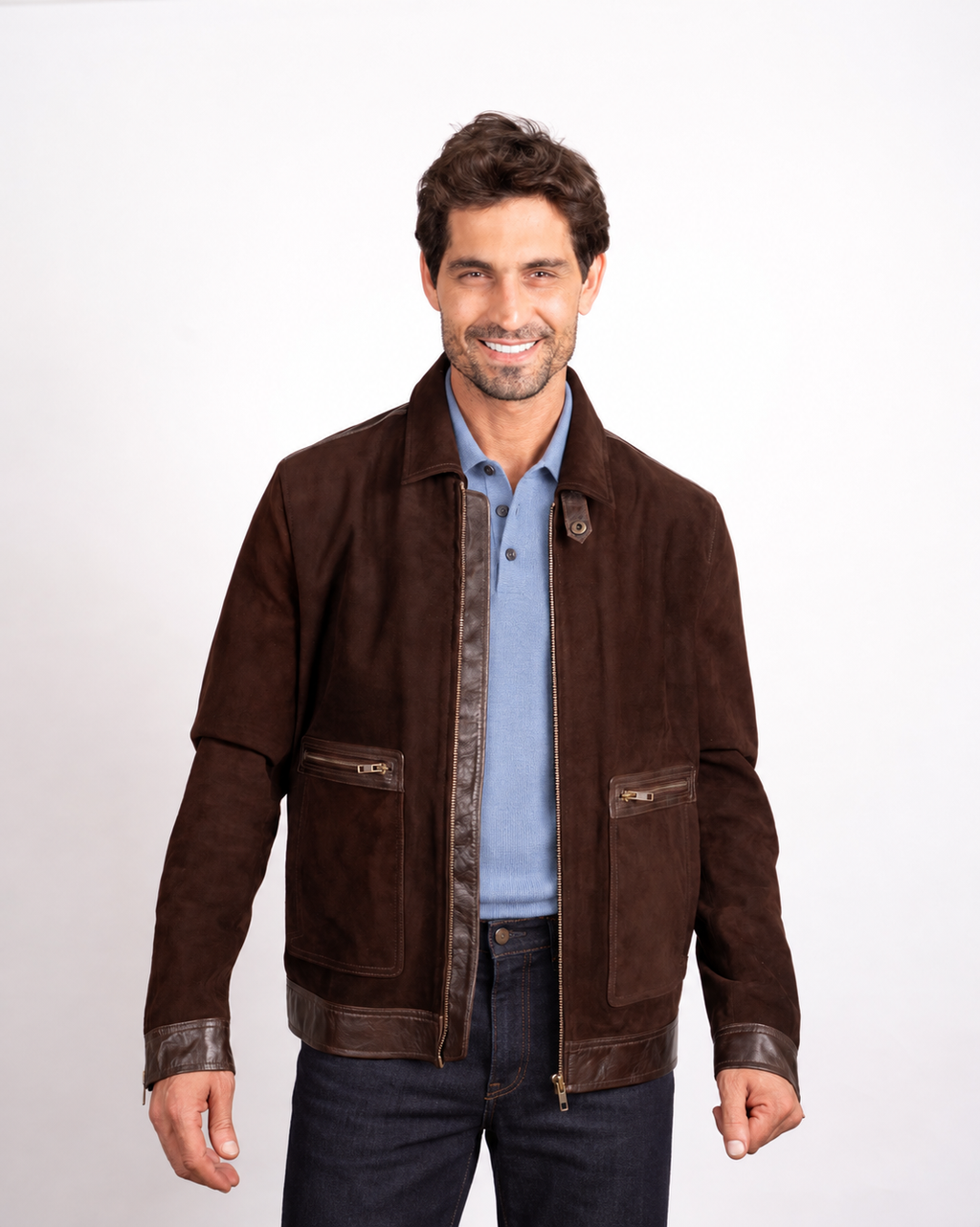 DY Trimmed Brown Suede Jacket