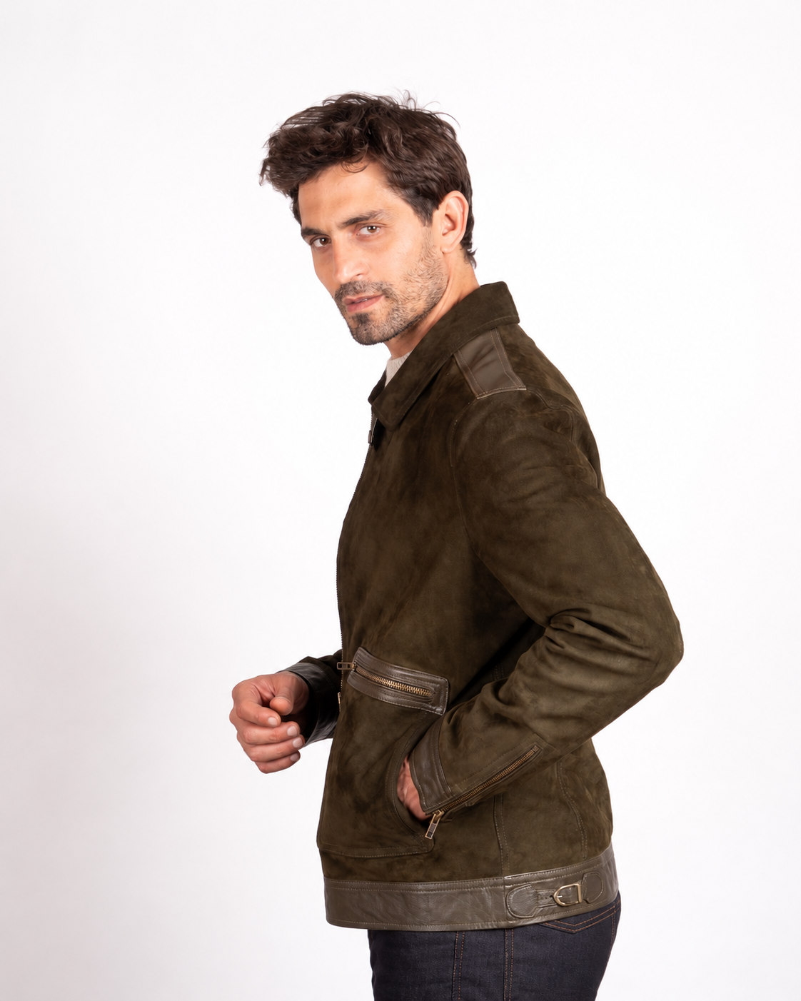 DY Trimmed Suede Jacket