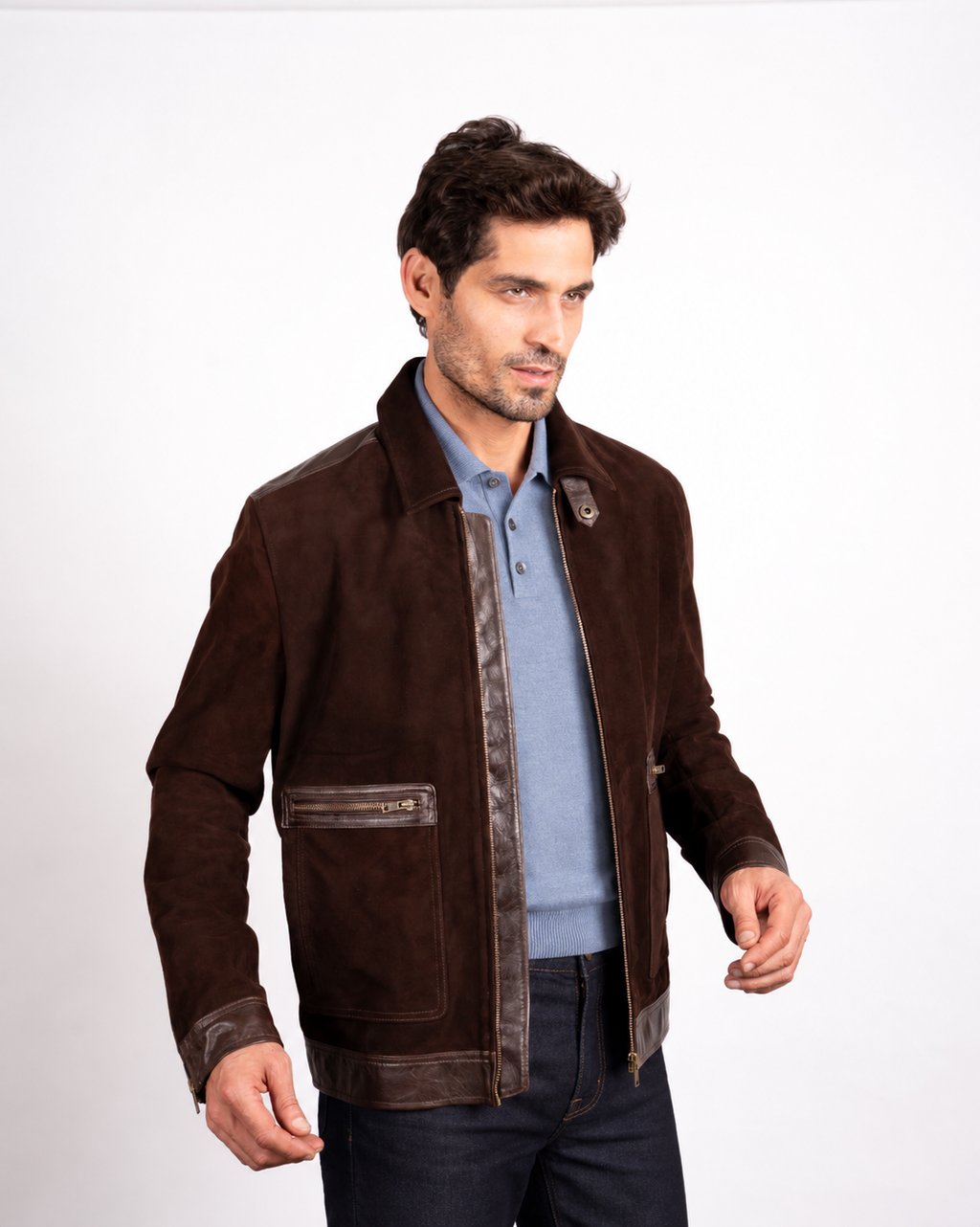 DY Trimmed Brown Suede Jacket