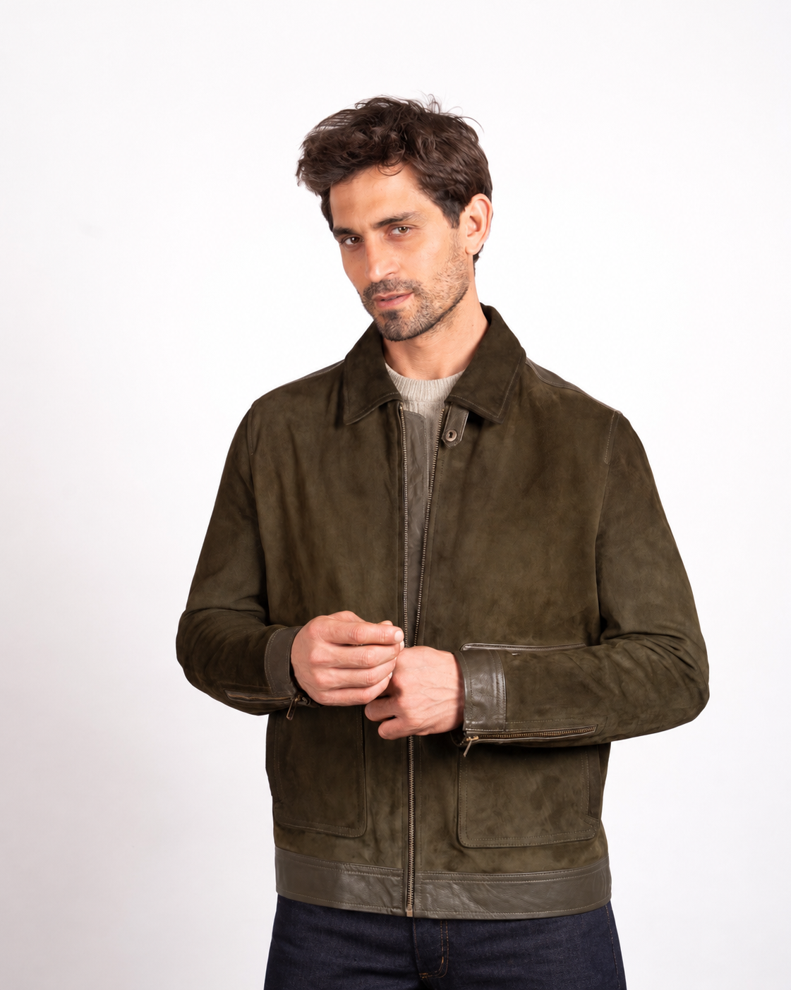 DY Trimmed Suede Jacket