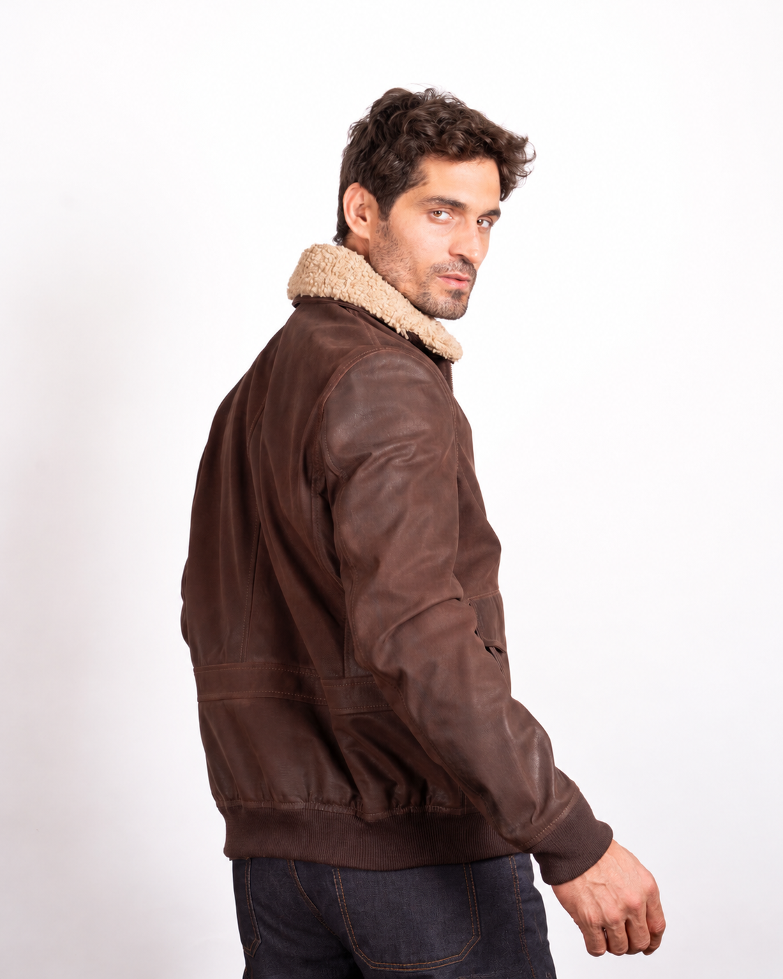 Stone Aviator Leather Jacket