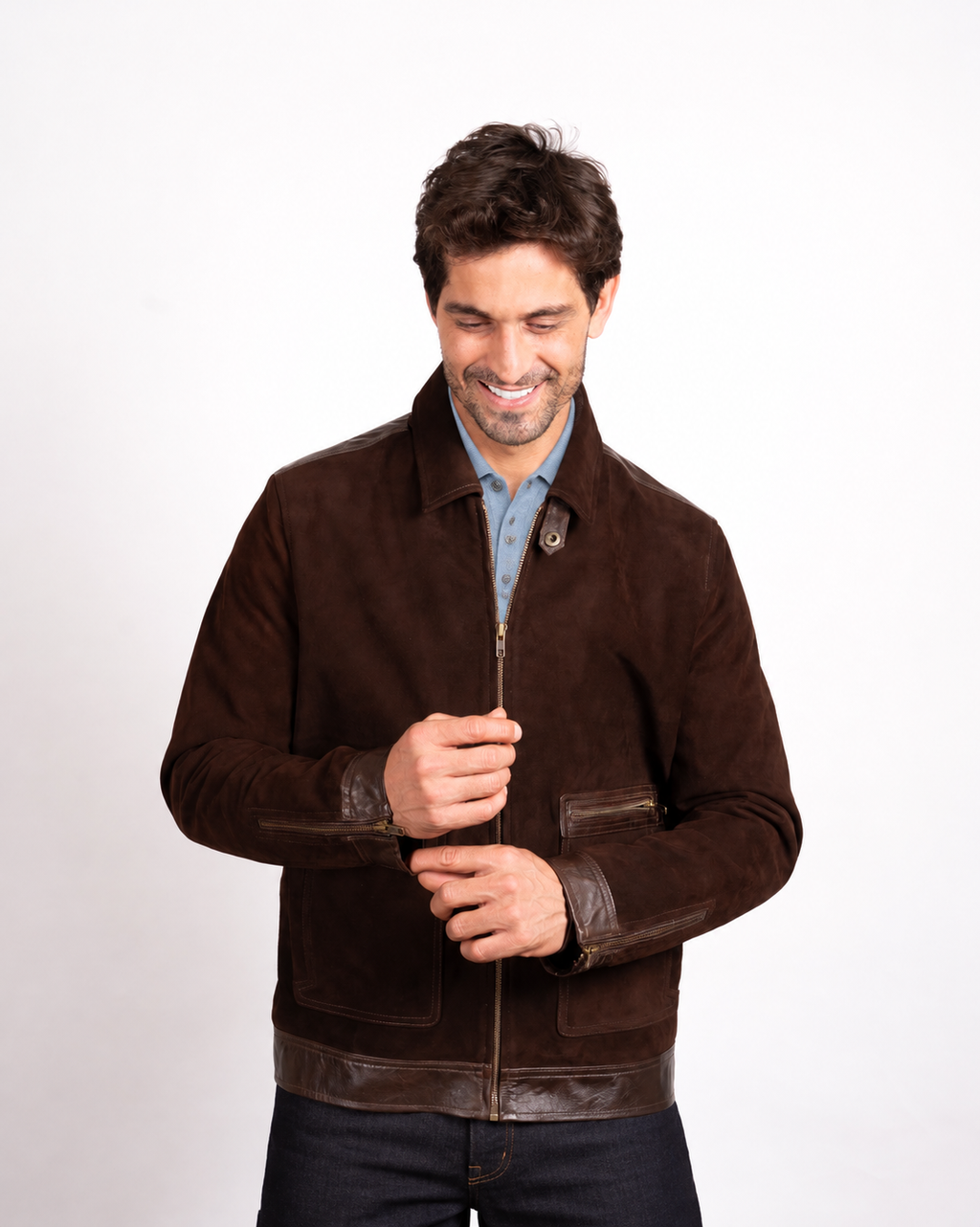 DY Trimmed Brown Suede Jacket