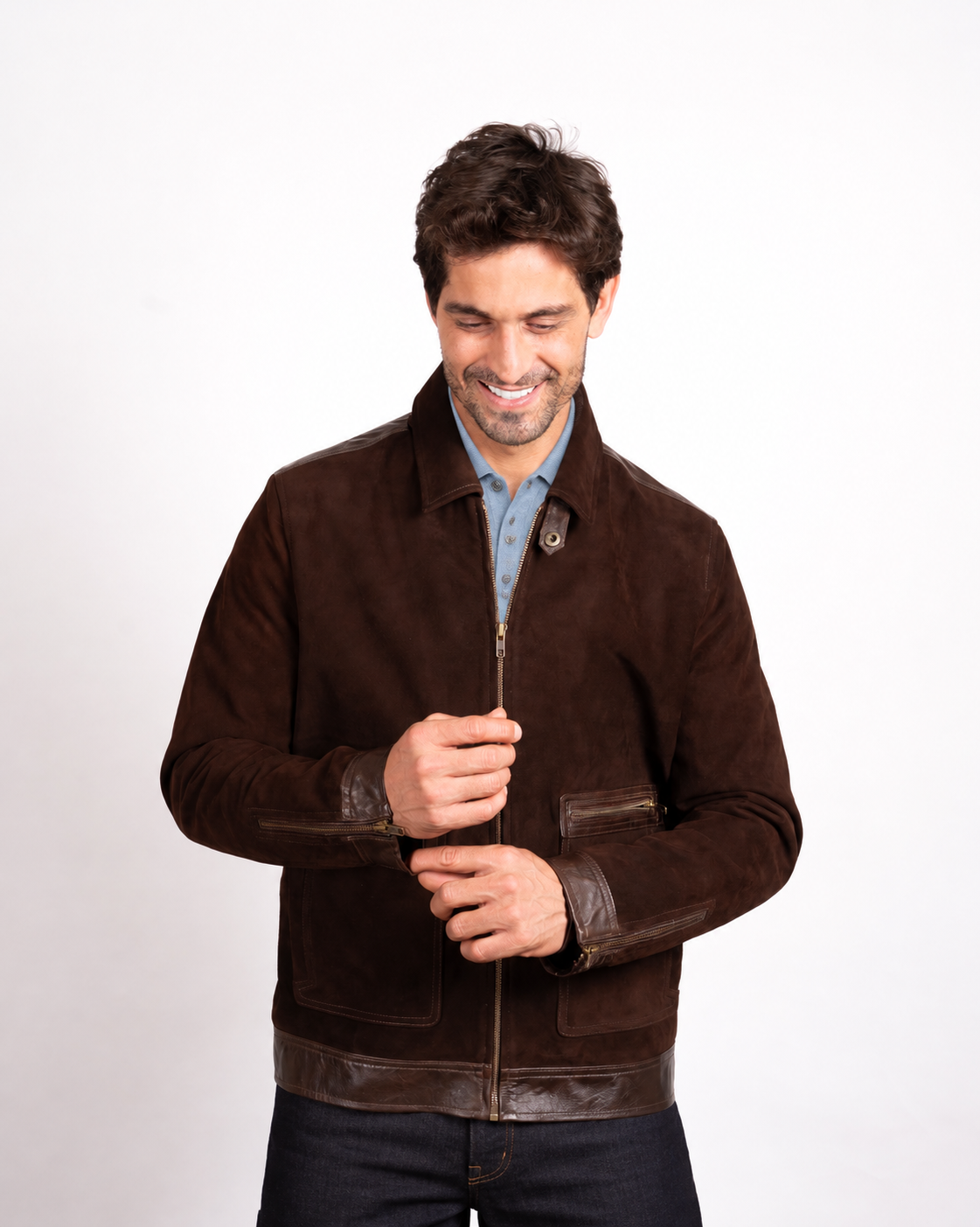 DY Trimmed Brown Suede Jacket