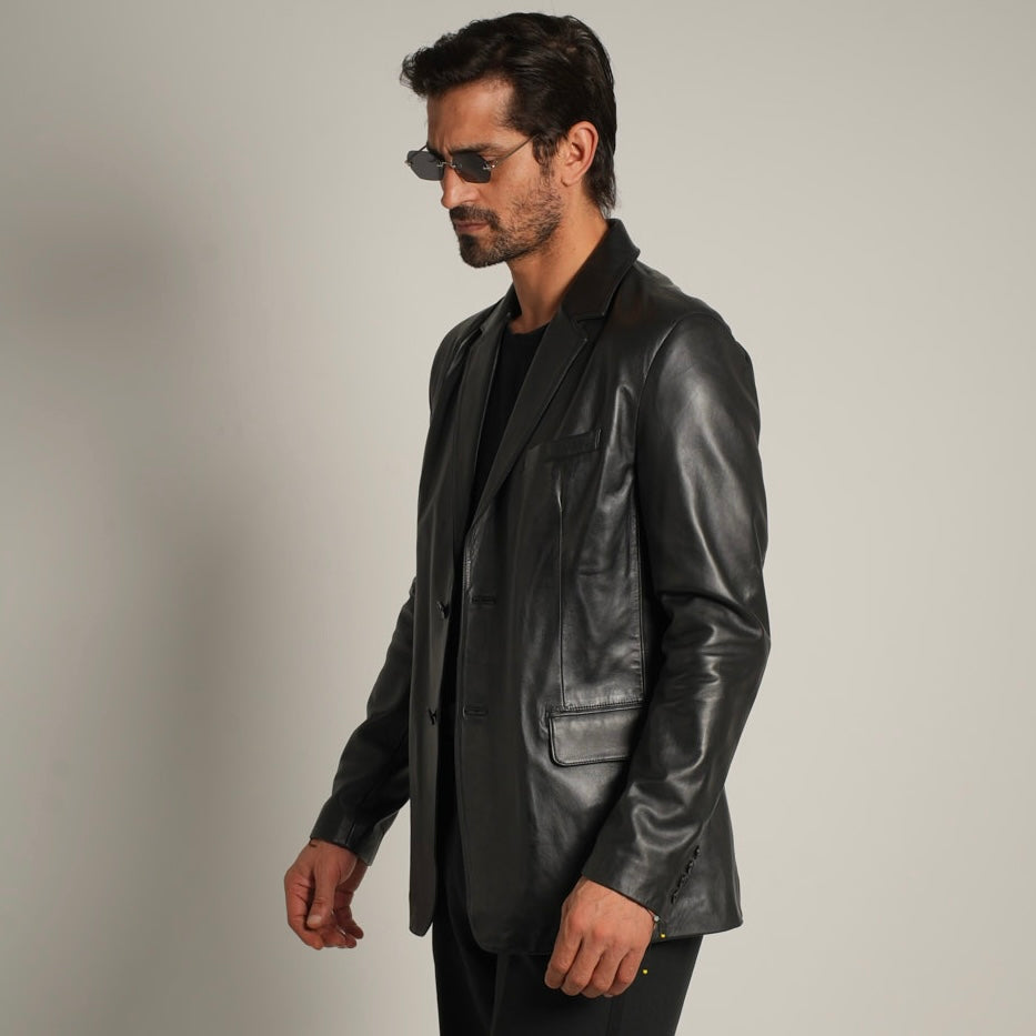 Leather Blazer - Sophisticated Tailoring Meets Modern Edge
