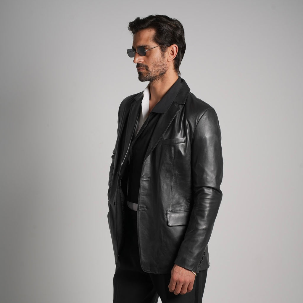 Leather Blazer - Sophisticated Tailoring Meets Modern Edge