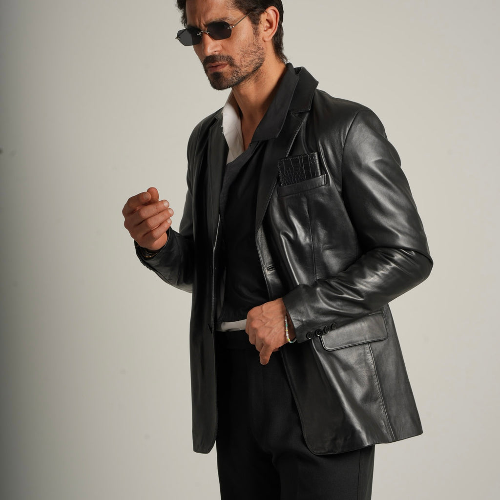 Leather Blazer - Sophisticated Tailoring Meets Modern Edge