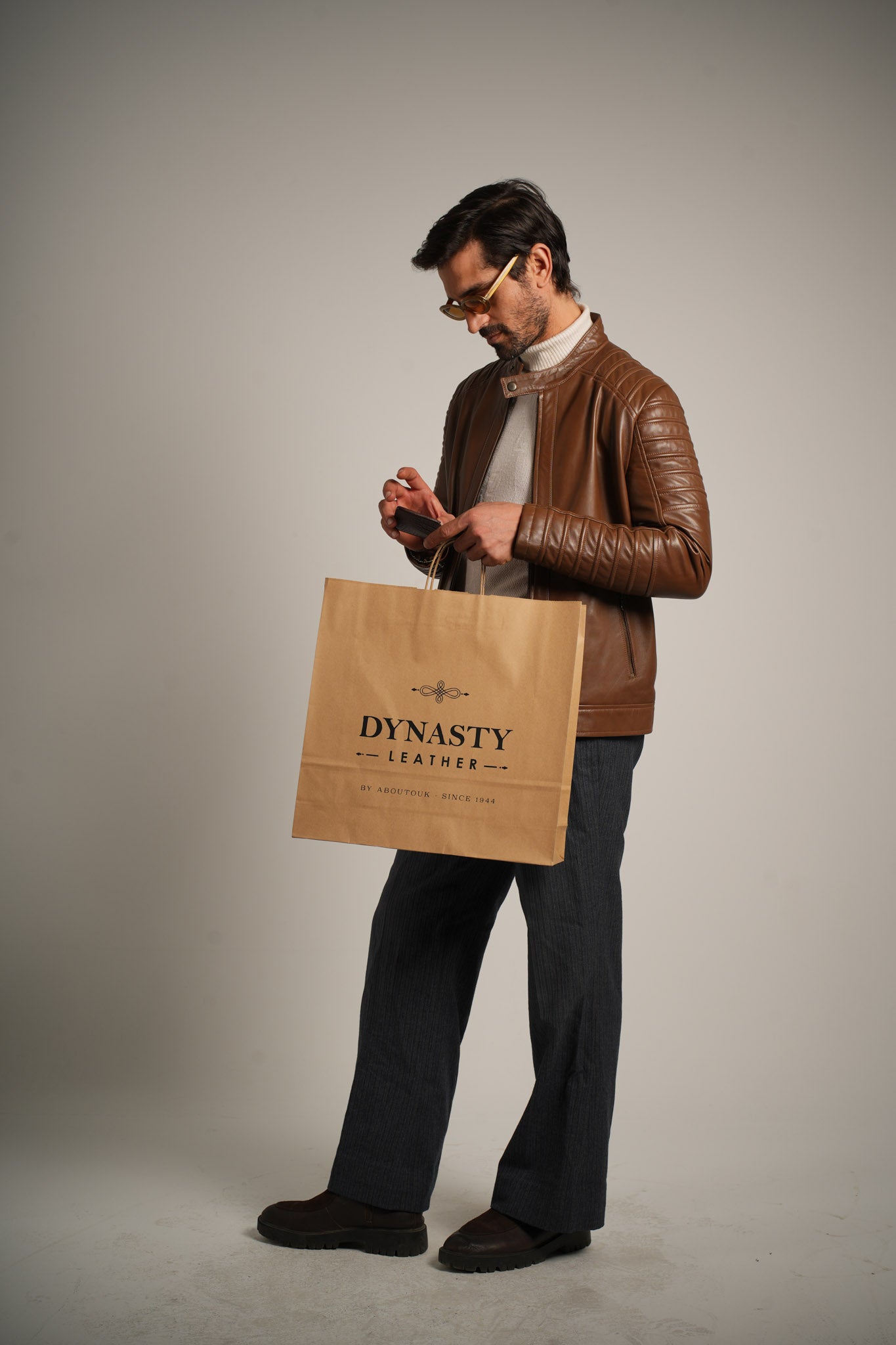 Ribbed Hazelnut Leather Jacket - Textured Elegance Meets Timeless Style