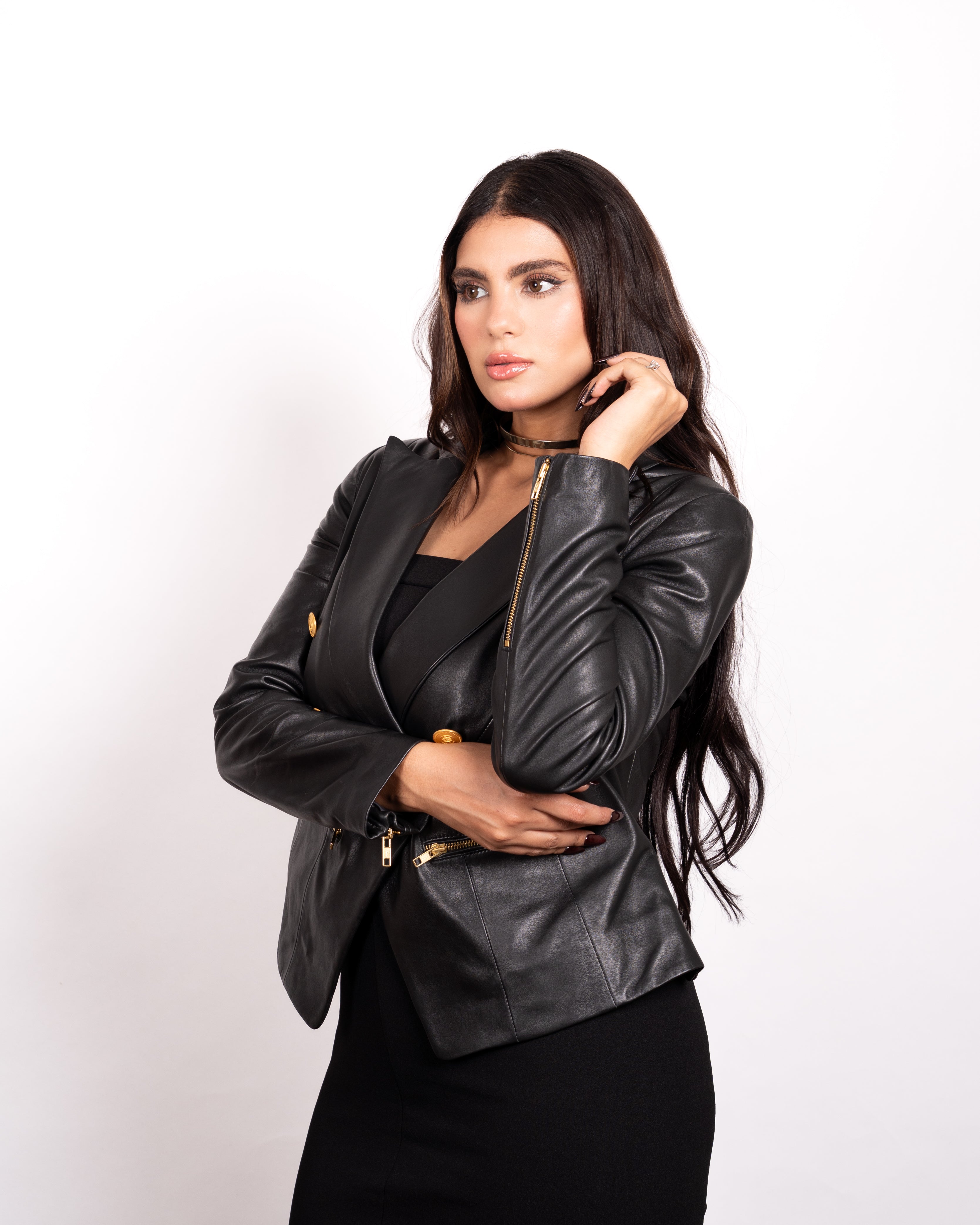 Women's Leather Blazer - Sophisticated Power Meets Modern Femininity