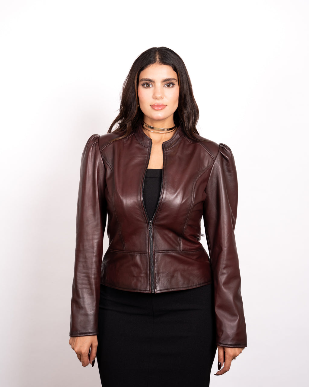 Women's Burgundy Leather Jacket - Bold Elegance Meets Modern Femininity