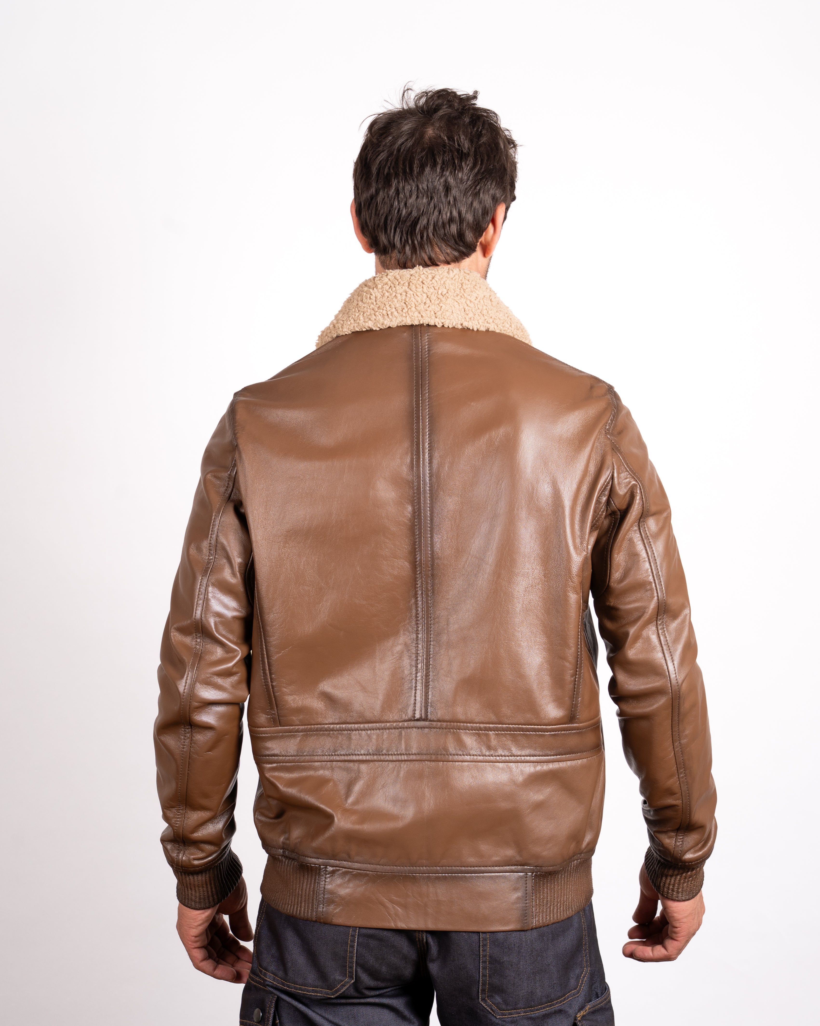 Hazelnut Aviator Leather Jacket - Warm Tones Meet Classic Flight Style