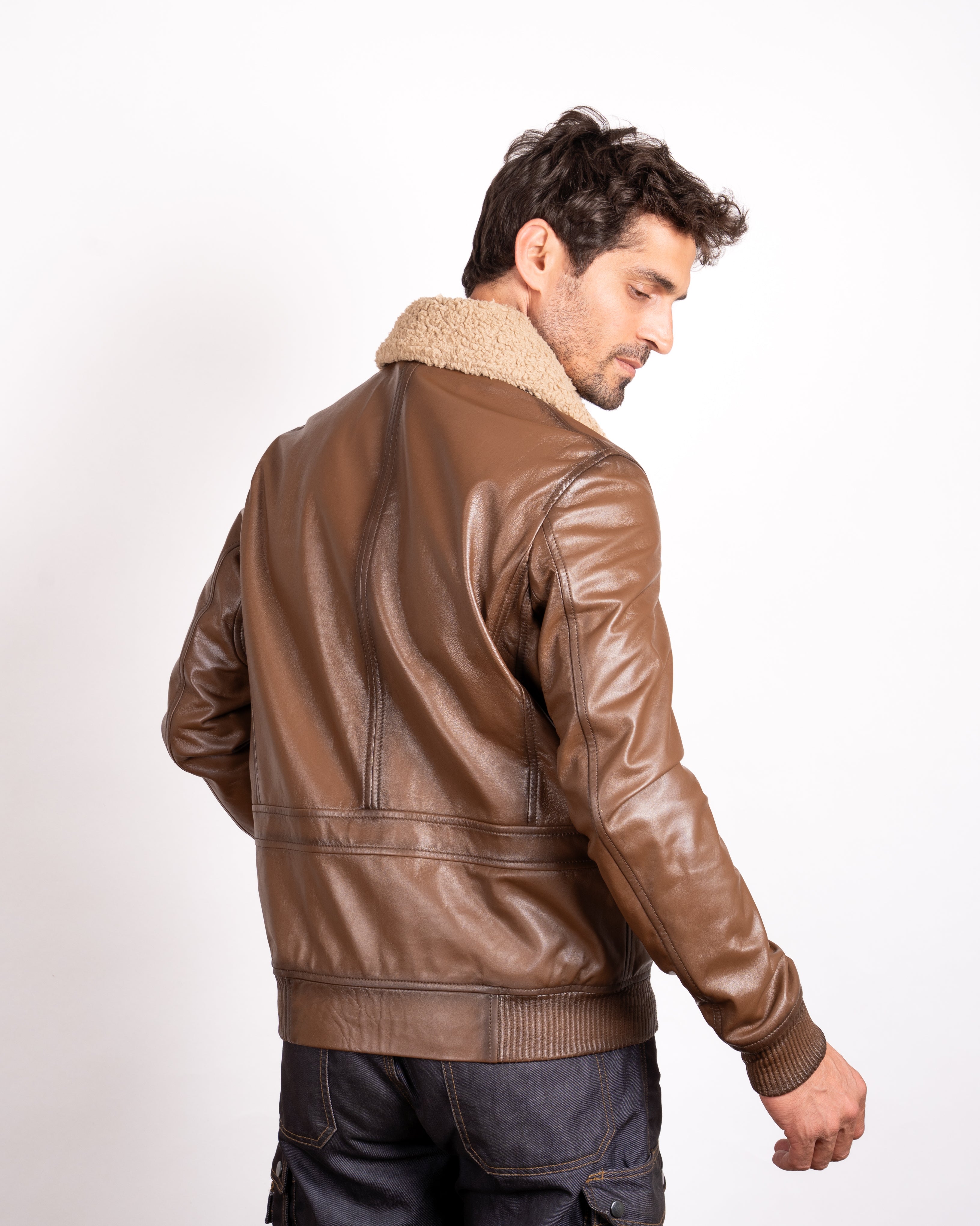 Hazelnut Aviator Leather Jacket - Warm Tones Meet Classic Flight Style