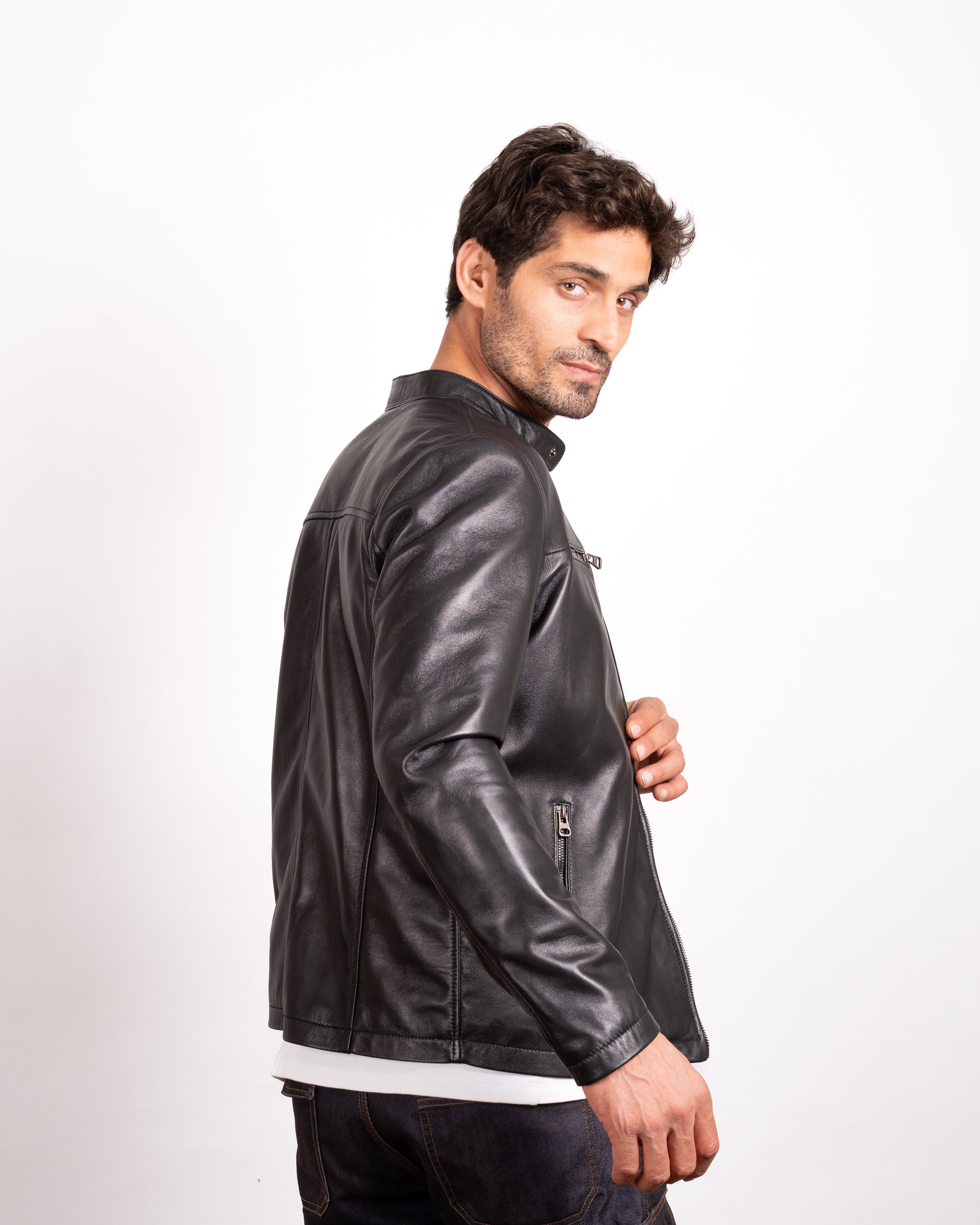Racer Leather Jacket - Minimalist Design Meets Timeless Cool